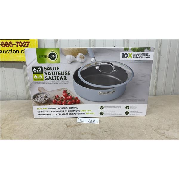 GreenPan 6.2 Liter Sauté Pan with Lid, PFAS-Free Ceramic Nonstick Coating
