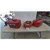 Image 1 : Three Outboard Motor Fuel Tanks: Quicksilver 3 Gal, Mariner, and Unbranded Tank with Hose