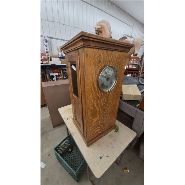 W.A. Wood Globe Time Recorder, Montreal, Pat. Aug. 1907, Ser. #31746, and Oak Case. 34”×17”×18”