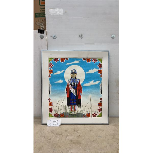 Framed Sterling Johnson 1989 Native American Portrait "Miss Riverbend 1984-85” Artwork, 20 × 26”
