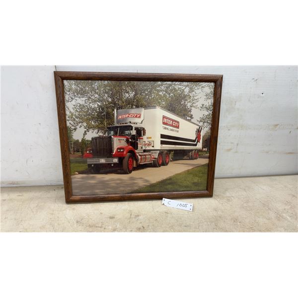Framed Inter-City Western Star 701 Semi-Truck Photograph with Dry Van Trailer, 18 × 22”