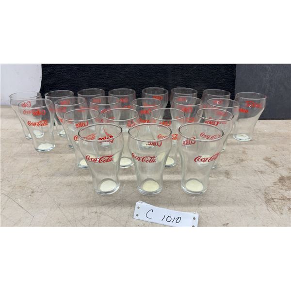 21 Vintage Coca-Cola / Coke Branded Clear Glass Bell-Shaped Tumblers