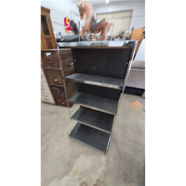Chrome and Black 4-Tier Display Shelf. 53”×24”×up to18”