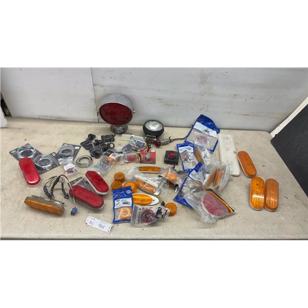 Assorted Vehicle Lights Including Grote LED Markers, Amber Clearance Lamps, Tail Lights