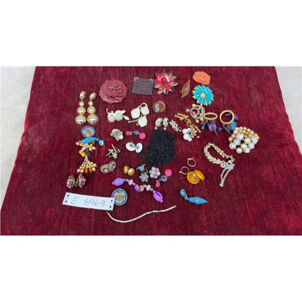 Assorted Fashion Jewelry Including Earrings, Brooches, Rings, Necklaces