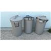 Image 1 : Three Rubbermaid Garbage Cans and 2 Lids