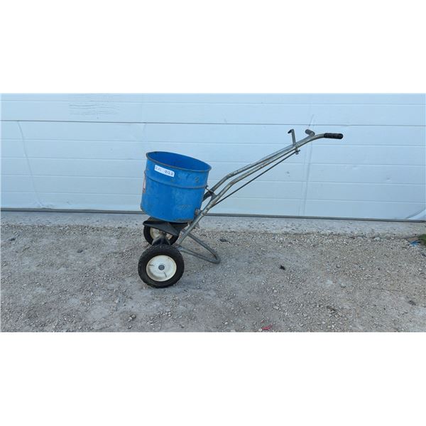 Precision Products Red Devil Broadcast Spreader, Walk-Behind Push-Style with Blue Hopper