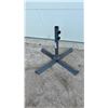 Image 1 : Galvanized Metal Patio Umbrella Base Stand with X-Shaped Legs and Dual Tightening Knobs