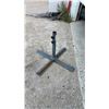 Image 3 : Galvanized Metal Patio Umbrella Base Stand with X-Shaped Legs and Dual Tightening Knobs