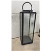 Image 2 : Pair of Modern Black Metal and Glass Lanterns with Hinged Doors and Rounded Handles-