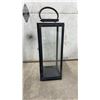 Image 3 : Pair of Modern Black Metal and Glass Lanterns with Hinged Doors and Rounded Handles-