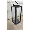 Image 4 : Pair of Modern Black Metal and Glass Lanterns with Hinged Doors and Rounded Handles-