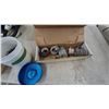 Image 2 : Assorted Shop Supplies: Face Shield, Work Light, Sanding Drums, Tapes, Clamps