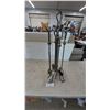 Image 1 : Wrought Iron Fireplace Tool Set: Stand, Poker, Tongs, Shovel, and Brush