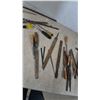 Image 4 : Assorted Hand Tools: Claw Hammer, Screwdrivers, Chisels, Files, Auger Bits