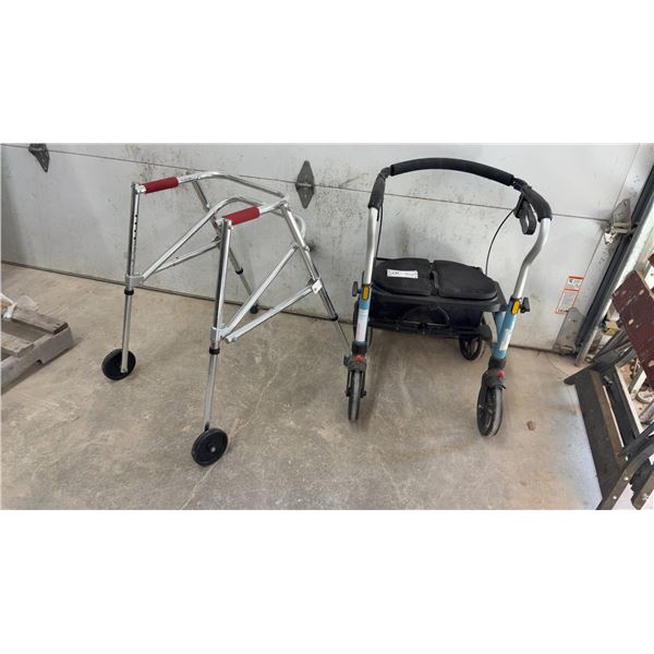 Two-Wheel Folding Walker and Drive Medical TriGuide Four-Wheel Rollator Walker with Seat
