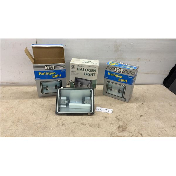 Three New Style-Line 500W Quartz Halogen Light Floodlights