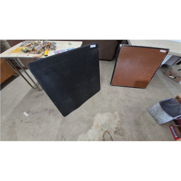 Two Black and Brown Square folding leg card table