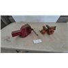 Image 1 : Two Vises: Red Bench Vise and Orange Bench Vise with Anvil