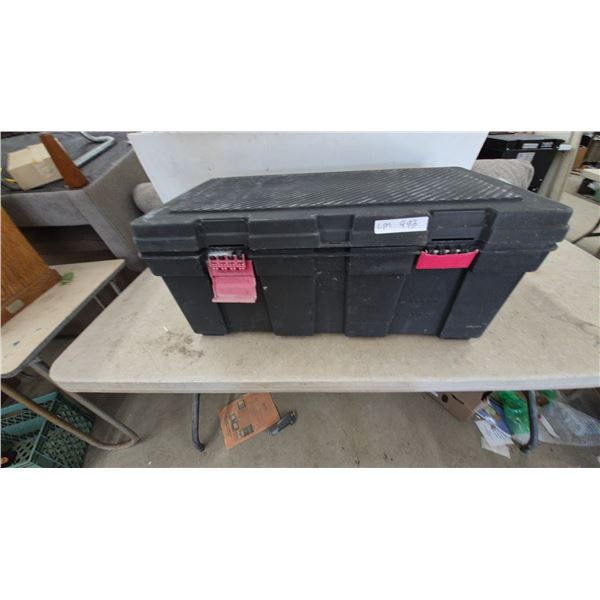 Black Plastic Storage Trunk with Latches, 32”×18”×14”