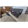 Image 2 : Black Plastic Storage Trunk with Latches, 32”×18”×14”
