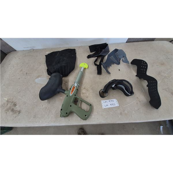 Paintball Marker gun with Hopper, Mask, Goggles, and Protective Pads