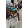 Image 3 : Vintage Fruit and Wine Press with Wood Slats, Metal Bands, and Cast Iron Base and Screw Mechanism