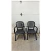 Image 1 : Pair of Black Plastic Stackable Patio Armchairs with Lattice Back
