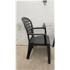 Image 2 : Pair of Black Plastic Stackable Patio Armchairs with Lattice Back