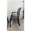 Image 3 : Pair of Black Plastic Stackable Patio Armchairs with Lattice Back