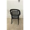 Image 4 : Pair of Black Plastic Stackable Patio Armchairs with Lattice Back