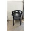 Image 5 : Pair of Black Plastic Stackable Patio Armchairs with Lattice Back