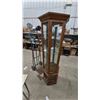Image 1 : Hexagonal Wood and Glass Corner Display Cabinet with 3 Glass Shelves, Lights Up