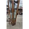 Image 3 : Hexagonal Wood and Glass Corner Display Cabinet with 3 Glass Shelves, Lights Up