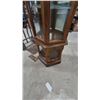 Image 4 : Hexagonal Wood and Glass Corner Display Cabinet with 3 Glass Shelves, Lights Up
