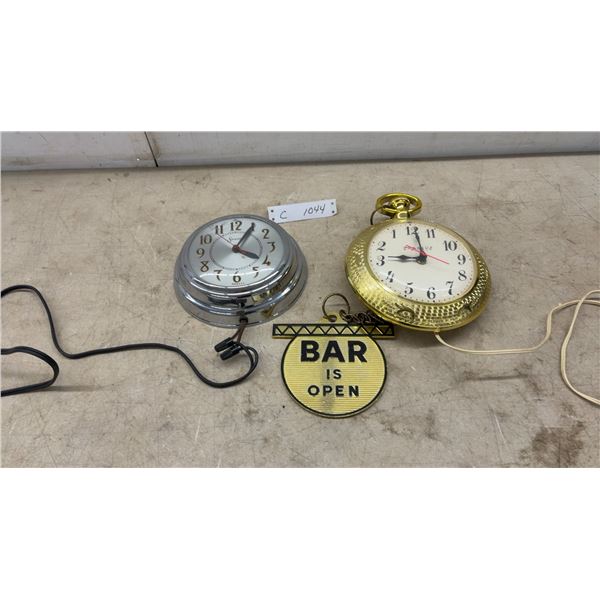Vintage Sessions Model SW Electric Wall Clock and Seth Thomas Pocket Watch Bar Clock