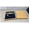 Image 1 : Man Ray Style Minimalist Abstract Chess and Checkers Set with 32 Pieces and Wooden Board in