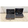 Image 8 : Vintage Japanned Tin Cash Boxes and Black Metal Cantilever Utility Boxes, Set of Four