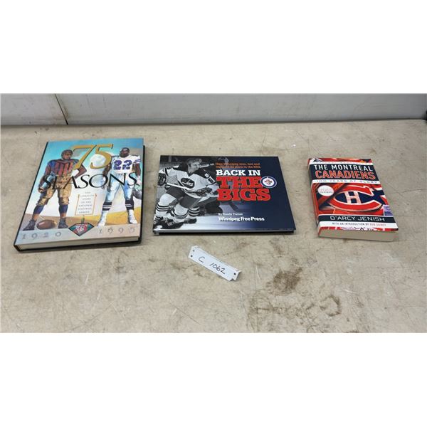 Sports History Books Including "75 Seasons," "Back in the Bigs," and "Montreal Canadiens"