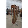 Image 2 : Curved Top Oak and Glass Display Cabinet, 3 Glass Shelves, Mirrored Back, 78”×50”×12.6”