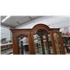 Image 3 : Curved Top Oak and Glass Display Cabinet, 3 Glass Shelves, Mirrored Back, 78”×50”×12.6”