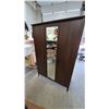 Image 3 : 3-Door Wardrobe with Center Mirror, Interior Shelves, and Hanging Rod
