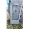Image 2 : Two White Aluminum Storm Doors, One with Glass, One with Screen and Glass