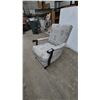 Image 1 : Upholstered platform rocker with Geometric Pattern and Dark Wood Arms