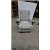 Image 2 : Upholstered platform rocker with Geometric Pattern and Dark Wood Arms