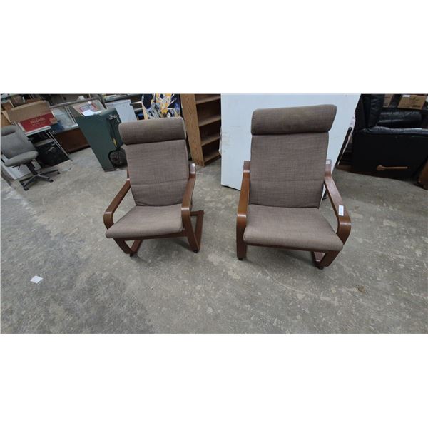 Pair of Mid-Century Modern Bentwood and Upholstered Armchairs