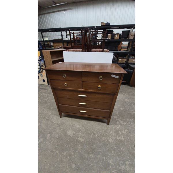 Mid-Century Modern Dresser with Brass Ring Pulls and Gold Bar Pulls, 42”×42”×20”