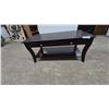 Image 1 : Dark Wood Coffee Table with Two Drawers and Lower Shelf. 18”×40”×20”