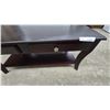Image 5 : Dark Wood Coffee Table with Two Drawers and Lower Shelf. 18”×40”×20”