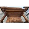 Image 3 : Antique Oak Hall Chair with Carved Back and Spindle Arms, 26” wide